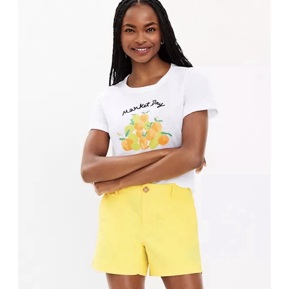 LOFT Shirt Womens Cotton White Market Day Graphic Tee T-Shirt Fruit Print Sz XL